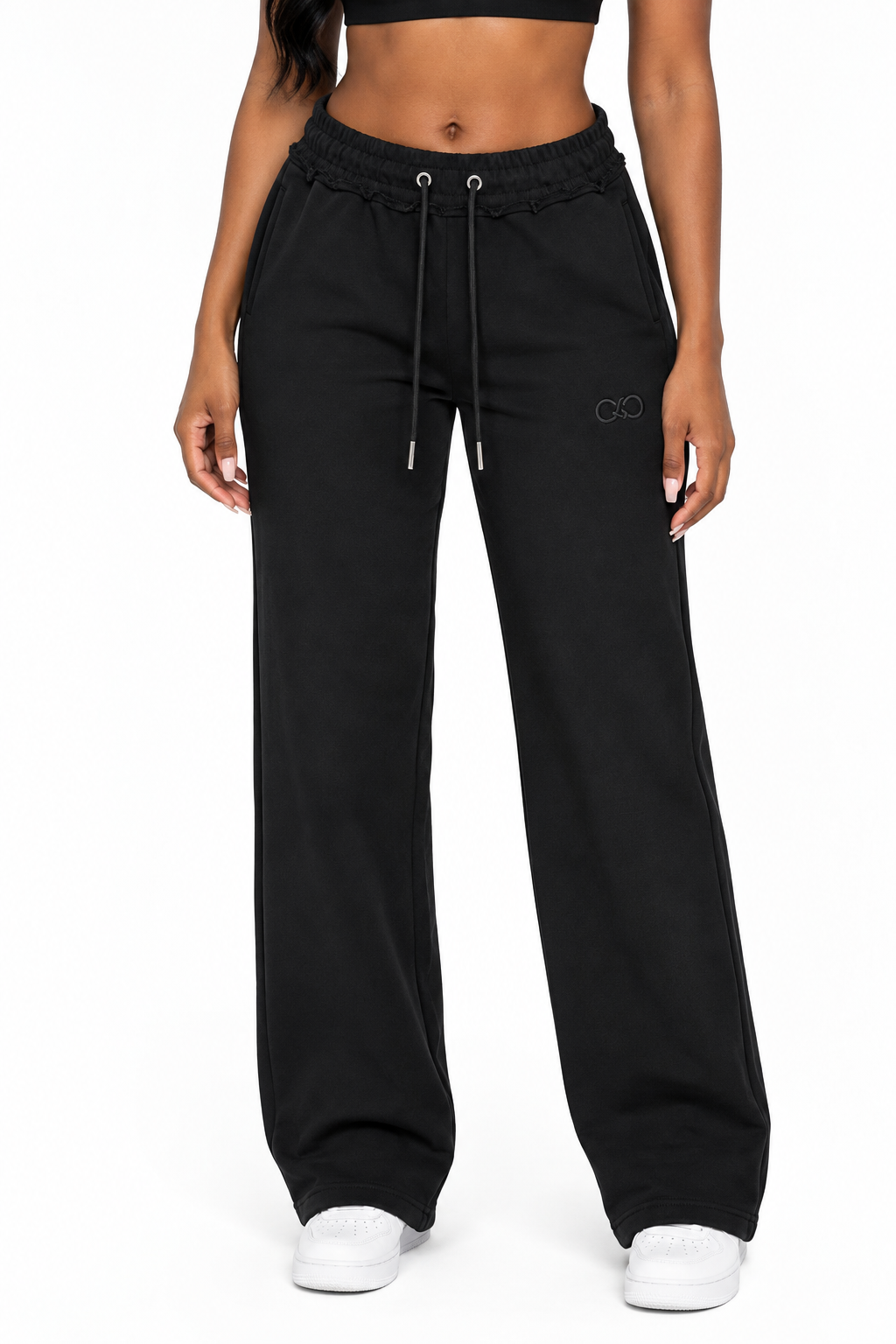Streetwear Embroidered Premium Jet Black Sweatpants